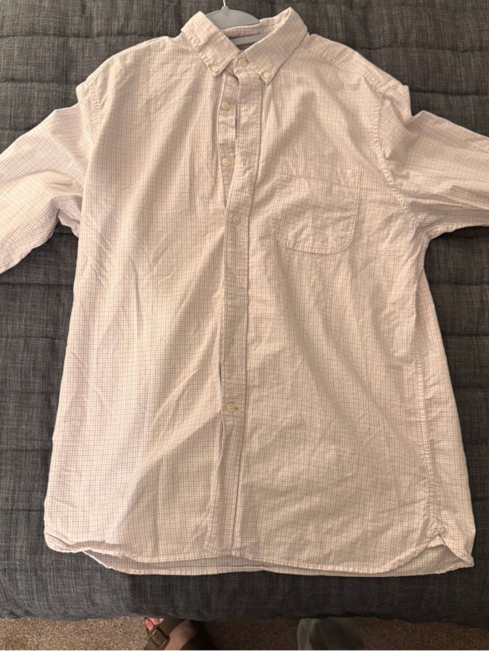 Men's L Duck Head Button-Down Shirt in Light Pink Check